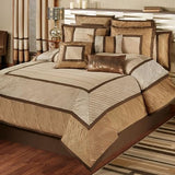 Touch of Class Delta Contemporary Oversized Luxury Bedding | Champagne Gold, Golden Bronze, Dark Bronze | Pleated Polyester Satin | Silky | 4 Piece Bed Set: King Comforter, Bedskirt, and 2 King Shams Touch of Class