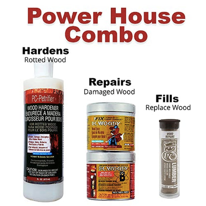 PC Products 84113 Rotted Wood Repair Kit, Water-Based Hardener, Epoxy Paste & Epoxy Putty, 1 oz - WoodArtSupply