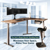 Vari ComfortEdge 80x60 L-Shape Electric Standing Desk – Height Adjustable Sit-Stand VariDesk for Corner Office with Reversible Left/Right Design + Walnut Top/Slate Legs (Ships in 3 Boxes) Vari