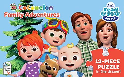 CoComelon Board Book and 12 Large Piece Jigsaw Puzzle for Preschoolers and Toddlers Ages 2+ ; JJ's Family Adventures: (Read, Play & Learn) Cottage Door Press
