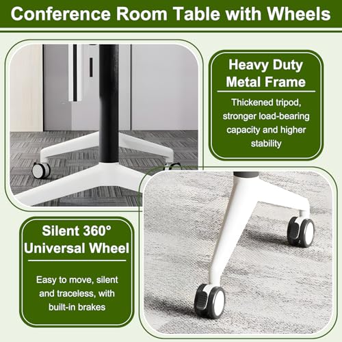 MOFGOE Conference Room Table, Foldable Training Table with Wheels, Large Mobile Seminar Desk, for Office Classroom Meeting, Modular Spliced & Combined,1pack,47x20x30 Inch MOFGOE
