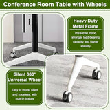 MOFGOE Conference Room Table, Foldable Training Table with Wheels, Large Mobile Seminar Desk, for Office Classroom Meeting, Modular Spliced & Combined,1pack,47x20x30 Inch MOFGOE