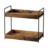 SANRETAHO 2-Tier Bathroom Counter Organizer, Wood Kitchen Countertop Spice Rack, Vanity Cosmetic Makeup Organizers Shelf for Bathroom Storage Organization, Rustic Brown SANRETAHO