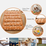 IDEALHOUSE Japanese Floor Mattress, Roll-Up Futon, Full Size, Flowers Printed Thicken Futon Mattress for Floor, Microfiber Cotton Sleeping Pad for Guest Room, Camping and Kids Play Mat, Brick Red IDEALHOUSE