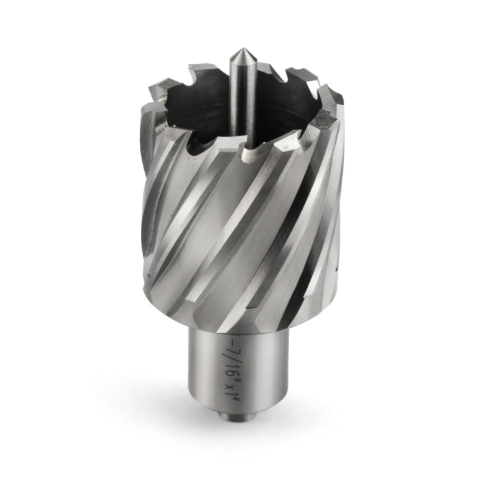 Annular Cutter JESTUOUS 1-7/16 Inch Cutting Diameter 3/4 Weldon Shank 1 Cutting Depth with Pilot Pin Slugger Bits HSS Kit for Magnetic Drill Press,1 Piece JESTUOUS