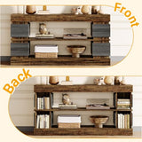 Tribesigns 63" Farmhouse Console Table, 3-Tier Entryway Table with Storage, Long Wooden Behind Couch Stand with 4 Compartments for Living Room, Hallway, Foyer, Vintage Brown & Gray Tribesigns