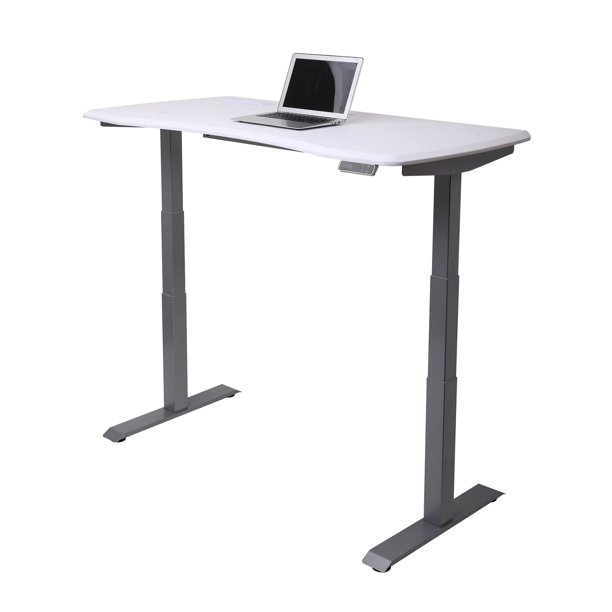 WorkPro® Electric Height-Adjustable Standing Desk with Wireless Charging, 60", White - WoodArtSupply