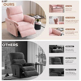 Rhevoy Oversized Power Recliner Chair Swivel Glider with Massage and Heat, Rocker Nursery Recliner for Adults with Adjustable Headrest, 26" Extra Wide Nursery Chair with Overstuffed Armrest,Pink