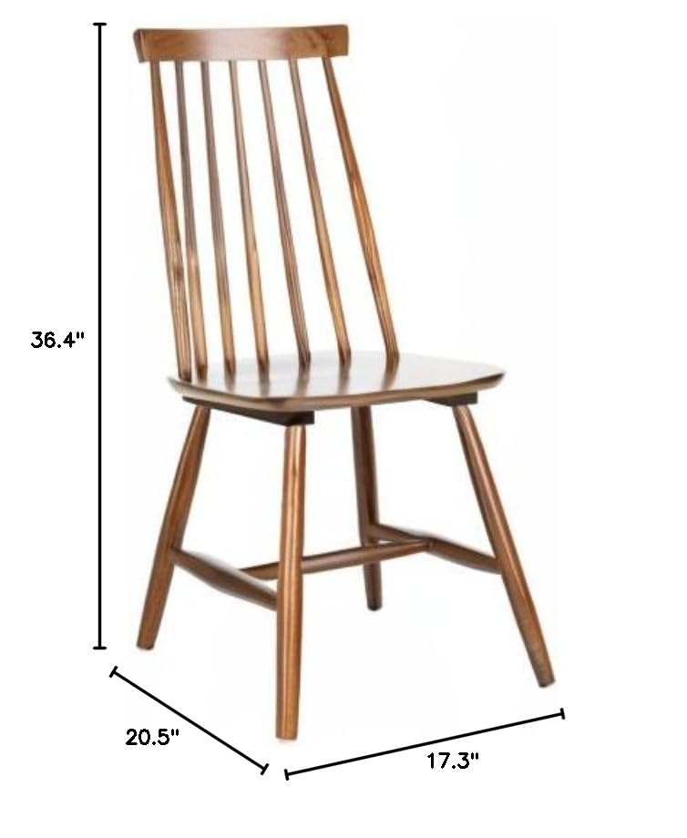 SAFAVIEH Home Collection Priam Farmhouse Walnut Brown Spindle Back Living Room Accent Dining Chair SAFAVIEH