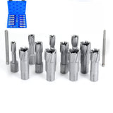 OSCARBIDE Carbide TCT Annular Cutter Set 13 pcs,3/4"Weldon Shank,1-3/8"Cutting Depth and 1/2 to 1-1/8 inch Cutting Diameter,TCT Mag Drill Bits for Magnetic Drill Press with Pilot Pins OSCARBIDE
