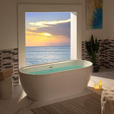 WOODBRIDGE 72" Acrylic Freestanding Bathtub Contemporary Soaking White Tub with Brushed Nickel Overflow and Drain,B0059-BN WOODBRIDGE