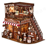 DIY Miniature House Kit, Dollhouse Fantastic Corner Shop for Adults to Build, Birthday/Christmas Day Gift for Family and Friends, Prefab Tiny Home with LED Lights,Corner Dessert House