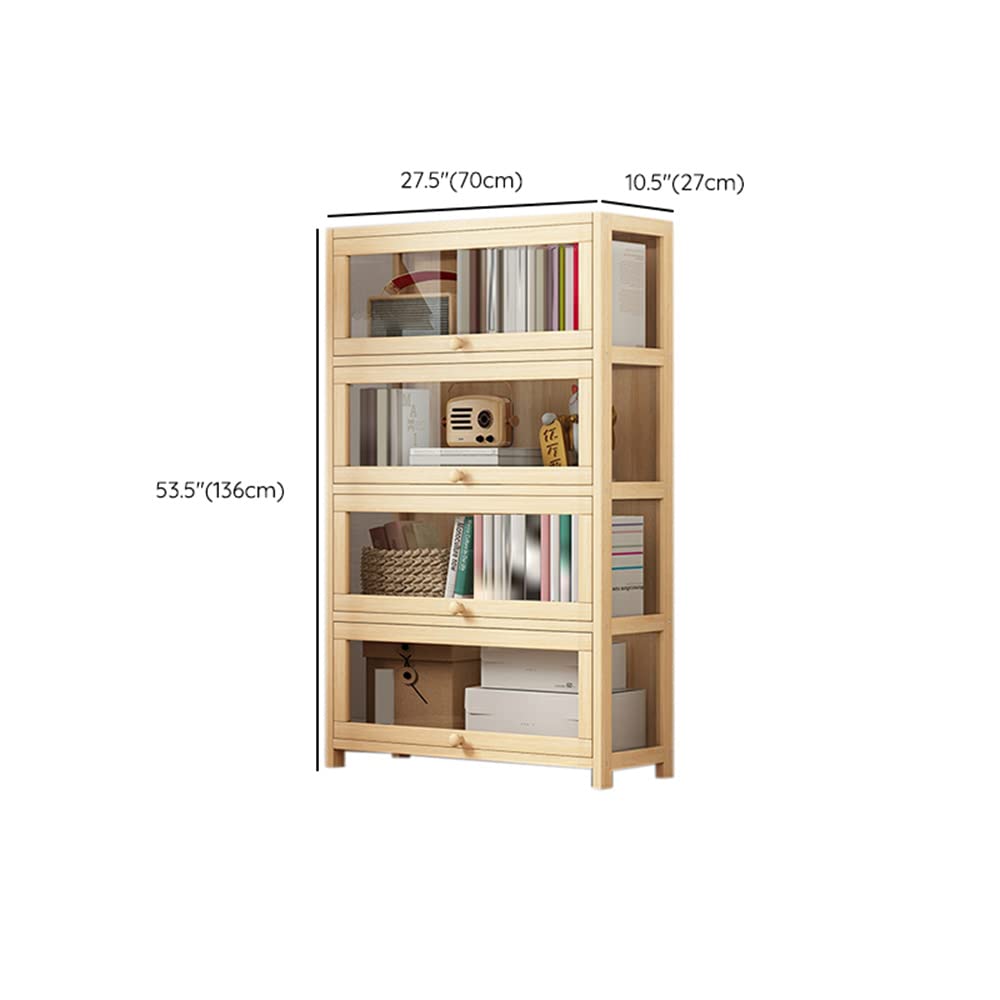 Contemporary Solid Wood Bookcase with Transparent Acrylic Doors for Stylish Storage LITFAD
