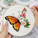 Louise Maelys Embroidery Kit Canvas Tote Bag for Beginners,Cross Stitch Kits for Adults,DIY Needlepoint with Butterfly Floral Pattern,Women Shopping Reusable Grocery Bags