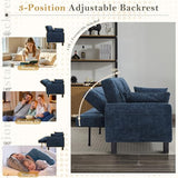 Futon Sofa Bed,Convertible Loveseat Sleeper Sofa Bed Modern Loveseat Futon Couch with Storage/Adjustable Backrest/2 Pillows,Small Blue Couches for Living Room Furniture (Blue, 2-Seater) Generic