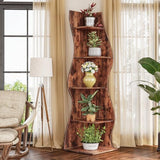 LITTLE TREE Small Corner Shelf, Modern 5-Tier Wall Corner Bookshelf, Stylish Bookcase Storage Rack for Small Space, Living Room, Bedroom LITTLE TREE