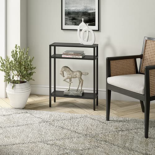 Henn&Hart 22" Wide Rectangular Console Table with Metal Shelves in Blackened Bronze, Entryway Table, Accent Table for Living Room, Hallway Henn&Hart