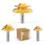 Newdeli 3PCS 45 Degree Lock Miter Router Bit Set 1/2 Inch Shank for 1/2”, 3/4", 1" Cutting Height Joint Router Bits for Creating Lock Miter Joint Newdeli