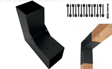ITeVe.GD Pergola DIY Bracket Kits,2-Way "L" Shaped Corner Brackets for 4" x 4"(Actual:3.5" x 3.5") Lumber for Outdoor Pergola,Proch,Log Cabin W/Hardware - 1Pack ITeVe.GD