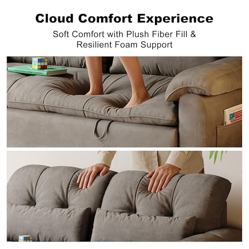 Vakdle Loveseat Convertible Sofa Bed, Pull-Out futon Couch,3 in 1 Sleeper Bed with Reclining Backrest and Storage for Bedroom Living Room Apartment (Grey, 47.24") Vakdle