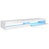 EXQUAL Floating TV Stand - 71'' Floating Entertainment Center with LED Light & Charging Station, Floating TV Shelf with Storage for Living Room, Gaming Room, Media Console for 75 INCH TVs EXQUAL