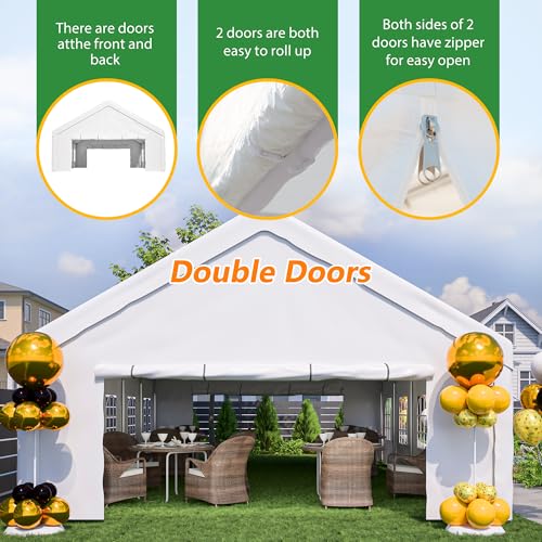 20' x 32' Party Tent with Removable Sidewalls & Alloy Steel Frame, Commercial Waterproof Outdoor Canopy Gazebo with 3 Storage Bags for Weddings, BBQ, Camping Rueekfil