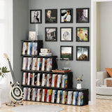 Emfogo Vinyl Record Storage, Record Player Stand Wall Mount Up to 80-100 Albums, 3-Compartment Vinyl Record Holder, Black Emfogo