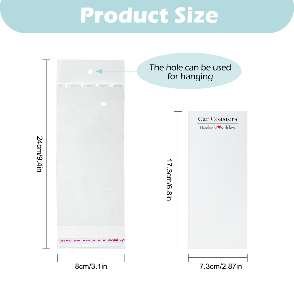 100Pcs Car Coaster Packaging for Selling, Sublimation Car Coasters Cards with 100pcs Bags Suitable for Business Packaging Display, Sublimation Car Coasters Cards for Selling WoodArtSupply