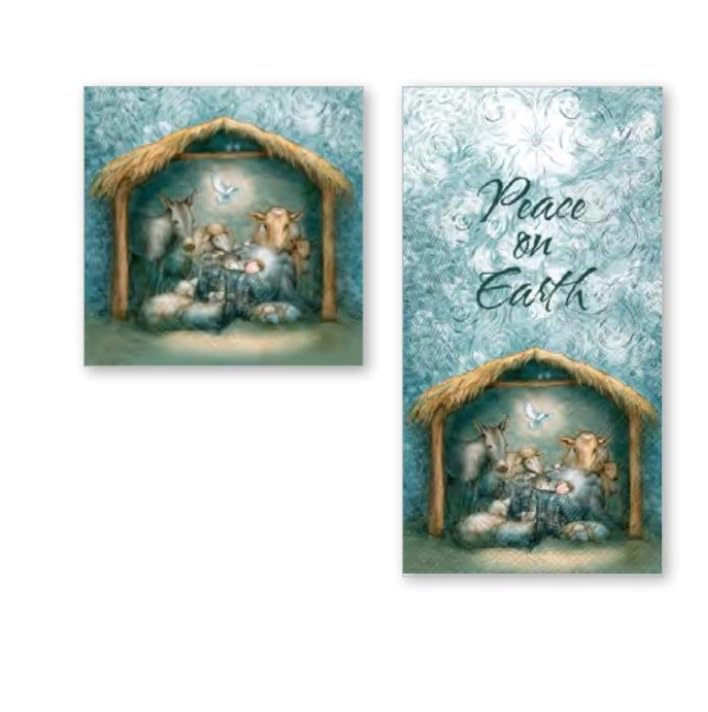 Boston International IHR Winter Holiday Christmas 3-Ply Paper Napkins, 20-Count Cocktail Size, Peace Nativity Boston International