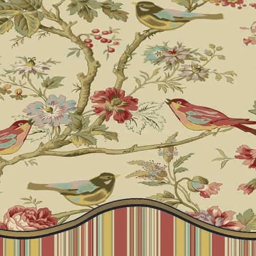 Waverly Charleston Chirp 3 Piece Quilt Set - 100% Cotton Light Weight Bedding with Bed Skirt & Pillow Shams - Twin Papaya Waverly