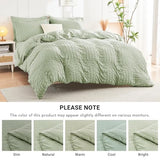 HYMOKEGE Light Green Queen Comforter Set Seersucker 7 Pieces, All Season Luxury Bed in a Bag for Bedroom, Bedding Set with Comforters, Sheets, Pillowcases & Shams HYMOKEGE