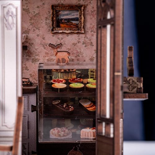 Book Nook Kit - DIY Miniature House Kit for Adults, Teens, and Kids, 3D Wooden Puzzles with LED Light, Dollhouse Craft Kit for Family and Friends, Great Gift Idea (Retro Coffee Shop)
