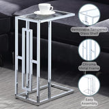 Convenience Concepts Town Square Chrome C End Table 15.75" - Contemporary C Couch Table, Modern Living Room Glass Side Table, Family Room Sliding End Table, Glass/Chrome Convenience Concepts