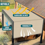 TANG Outdoor Pergola Shade Cover Canopy for Patio Deck Porch Backyard Universal Replacement Shade Cover with Spaced Grommets 2 Sides Weighted Rods 8'x16' Beige TANG