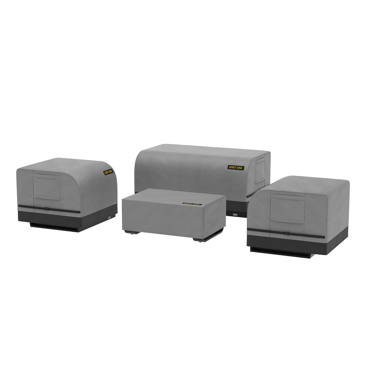 EAST OAK 4 Pieces Patio Furniture Set Cover, 600D Heavy-Duty Fabric, Waterproof, Dustproof and All-Weather Resistant, Outdoor Loveseat Cover, 2 Single Sofa Cover, Coffee Table Cover Included, Grey EAST OAK