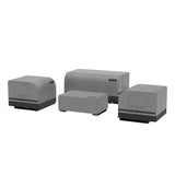 EAST OAK 4 Pieces Patio Furniture Set Cover, 600D Heavy-Duty Fabric, Waterproof, Dustproof and All-Weather Resistant, Outdoor Loveseat Cover, 2 Single Sofa Cover, Coffee Table Cover Included, Grey EAST OAK