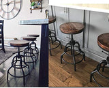 Diwhy Industrial Vintage Bar Stool,Kitchen Counter Height Adjustable Screw Stool,Swivel Bar Stool,Metal Wood Stool,27 Inch,Fully Welded Set of 2 Diwhy