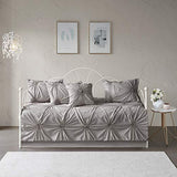 Madison Park Daybed Cover Set-Trendy Design All Season Luxury Bedding with Bedskirt, Matching Shams, Decorative Pillow, Medallion Tufted Dark Grey 75"x39" 6 Piece Madison Park