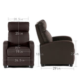 BestMassage | Recliner Chair | No Massage Function | Pu Brown | with Lumbar Support, Adjustable Push Back, Wide Armrests, Footrest & Padded Seat | Easy Assembly | for Living Room, Home Theatre BestMassage