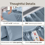 California Design Den Split King Sheets Sets for Adjustable Bed - Buttery Soft 800 Thread Count 100% Cotton Set, Sateen Bedding Set with Durable Twin XL Fitted Sheets - Blue California Design Den