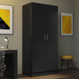 Madesa 2 Door Wardrobe Armoire Closet Hanging Storage Spacious Cabinet with Shelf 31 Inch Modern Organization Unit for Bedroom and Office - Black Madesa