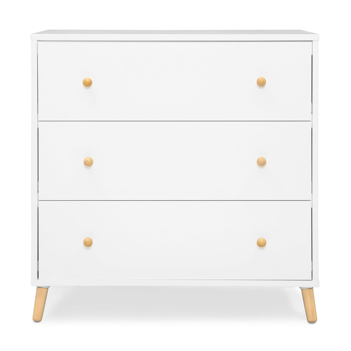 Delta Children Essex 3 Drawer Dresser with Interlocking Drawers, Bianca White/Natural Delta Children