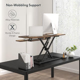 FLXISPOT 40in Standing Desk Converter, Height Adjustable Riser, Manual Lift with Gas Spring Monitor and Laptop Workstation, Rustic Color FLEXISPOT