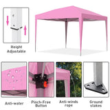 GDY 10'x10' Pop Up Canopy Tent, Outdoor Canopy Tent, Commercial Instant Gazebos, Portable Shelter Canopies, for Patio/Outdoor/Wedding Parties and Events,(Pink). GDY