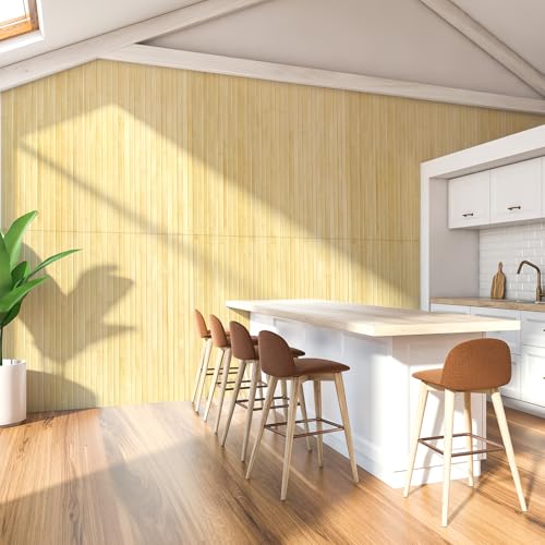 Art3d Natural Bamboo Wall Panel for Interior Wall Decor, Renewable Pole Wrap Wainscoting Paneling for Wall Ceiling Furniture Cabinet Office, 48 x 96 Inch - Raw Art3d
