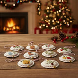 Embroidery Christmas Ornament Kits, with DIY Material Package, DIY Needlepoint Starter Set with Easy Instructions for Adults Beginners-12PCS