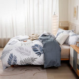 OAITE Duvet Cover Set,100% Cotton Comforter Cover with Leaf Pattern Duvet Cover Set,Soft Bedding Set Includes with 3 Piece (2 Pillow Shams,1 Duvet Cover) OAITE
