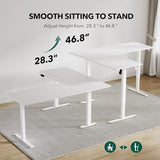 Cubiker L Shaped Standing Desk - 63 x 55 Inch Electric Adjustable Height Corner Standing Desk, Ergonomic Sit Stand Up Table with 3 Memory Buttons, Splice Board for Home Office, White Cubiker