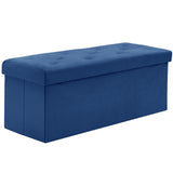 BRIAN & DANY 43 Inches Folding Storage Ottoman Bench, Velvet Ottoman with Storage for Living Room, Long Shoes Bench,Flannelette Footrest Benches Seat (Blue) BRIAN & DANY