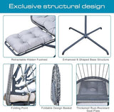 Hanging Egg Chair with Leg Rest and Stand – Rattan Wicker Swing Hammock Chair, UV-Resistant Cushion, Heavy-Duty Frame for Indoor & Outdoor Patio, Bedroom, Balcony, Garden – 330 lbs Capacity(Grey) Outlux